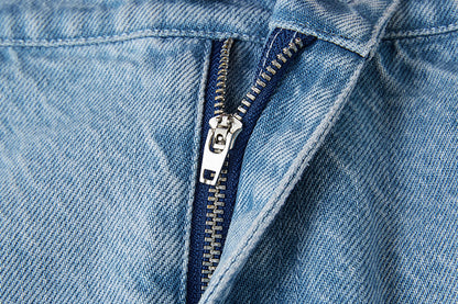 13DE MARZO Bear Folded Denim Skirt Blue