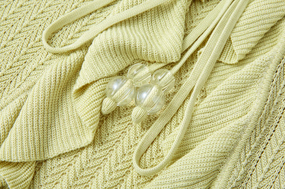 13DE MARZO Floral Lines Hollow Cardigan Green