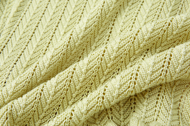 13DE MARZO Floral Lines Hollow Cardigan Green