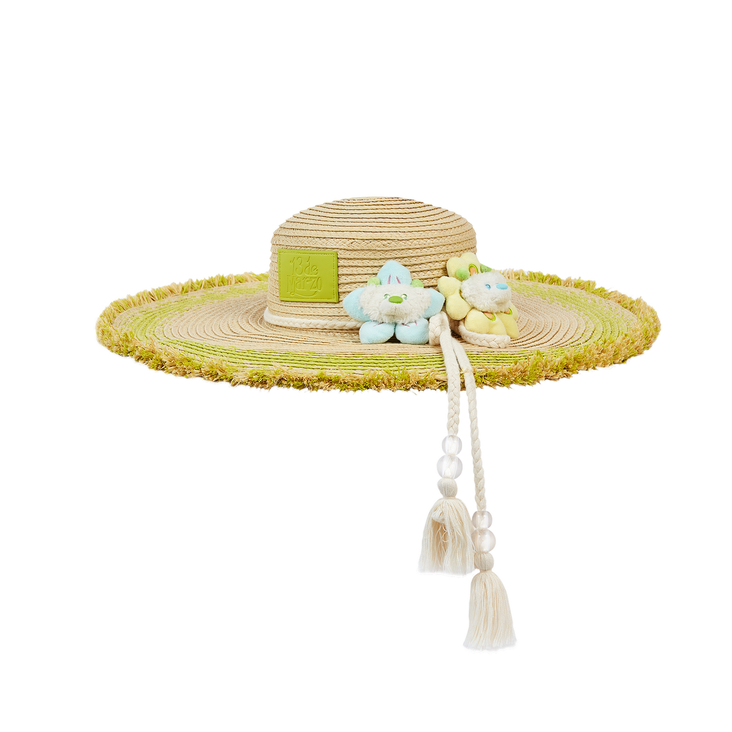 13DE MARZO Floral Bear Straw Hat - 13DE MARZO