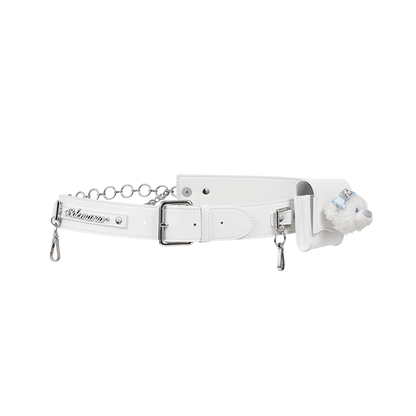 13DE MARZO Hook Buckle Belt Bag White