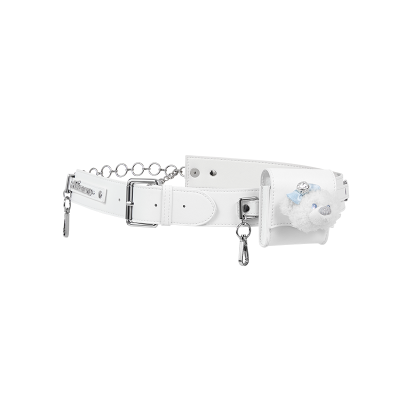 13DE MARZO Hook Buckle Belt Bag White