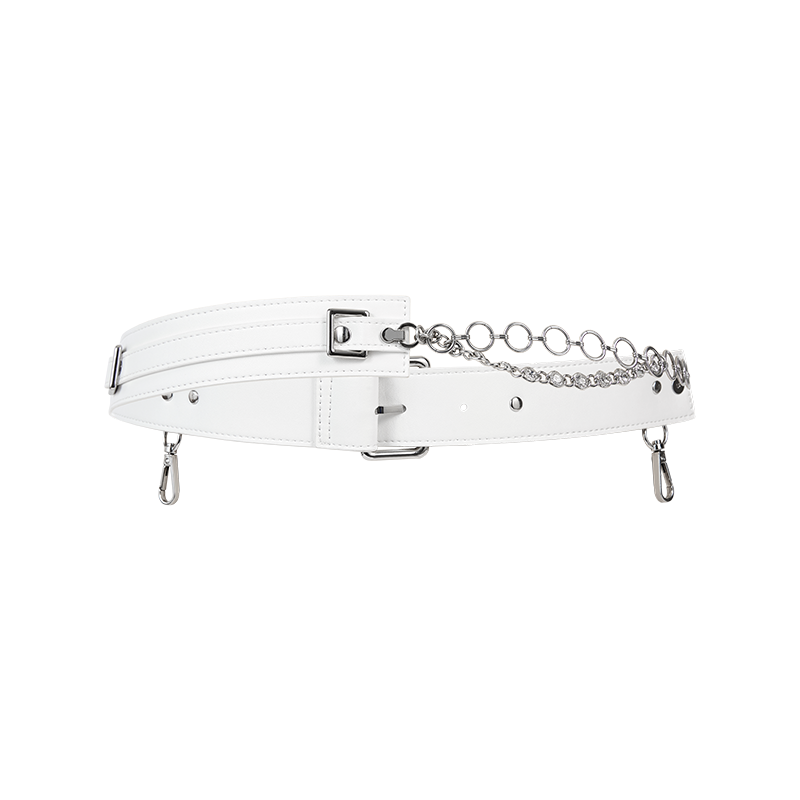 13DE MARZO Hook Buckle Belt Bag White