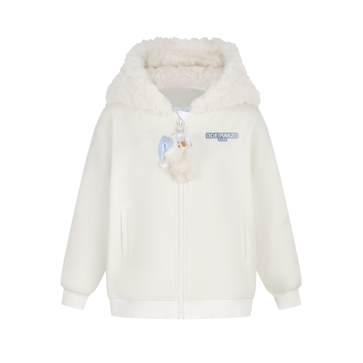 13DE MARZO BabyBear Nighty Night Zip Hoodie White