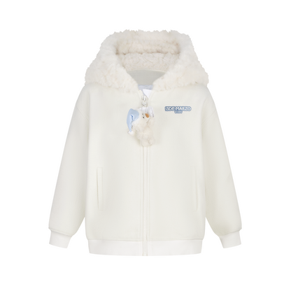 13DE MARZO BabyBear Nighty Night Zip Hoodie White