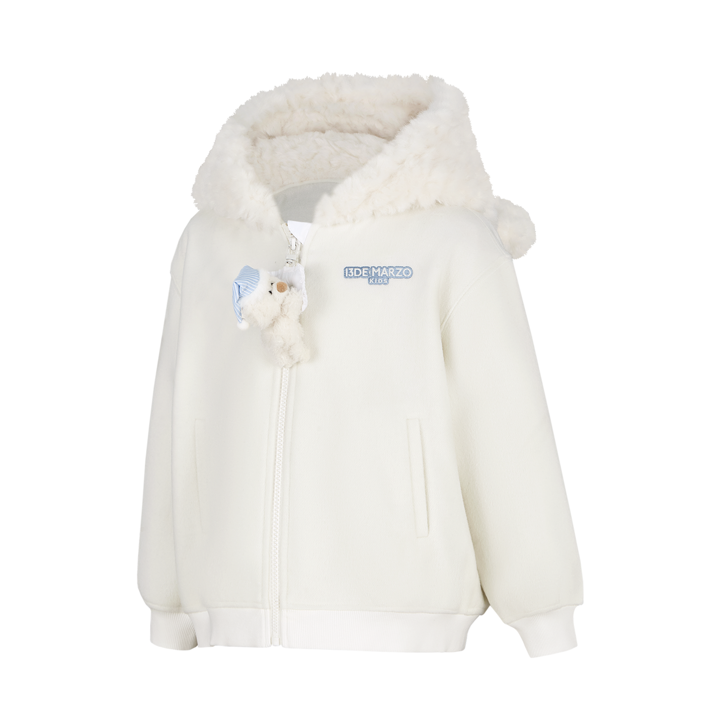 13DE MARZO BabyBear Nighty Night Zip Hoodie White