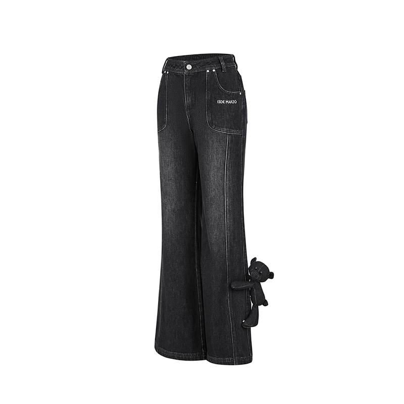 13DE MARZO Distruction Bear Jeans Black