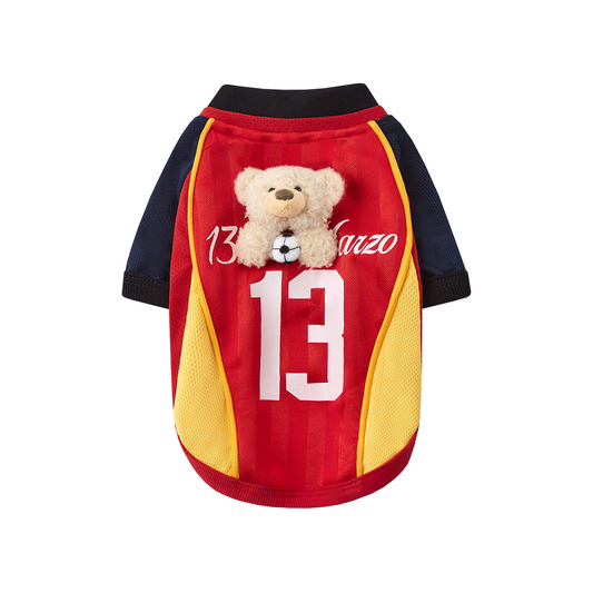 13DE MARZO Soccer Bear Pet Jersey Red