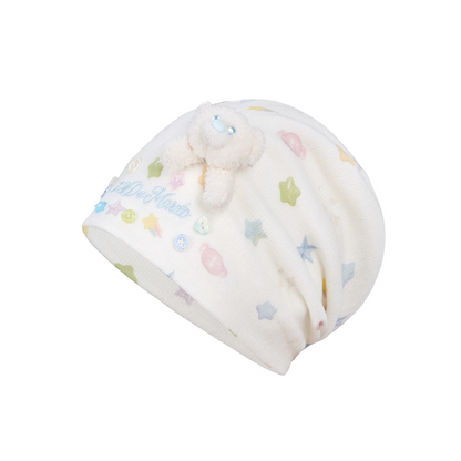 13DE MARZO All-Over Star Print Knit Beanie