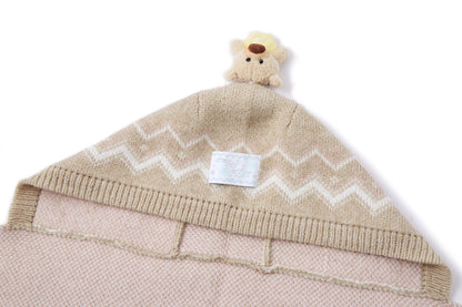 13DE MARZO Fair lsle Hooded Cape Pullover Sweater White