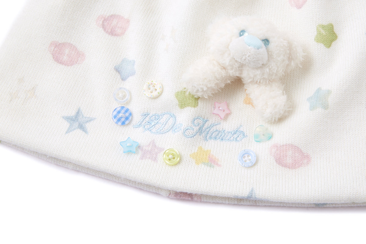 13DE MARZO All-Over Star Print Knit Beanie