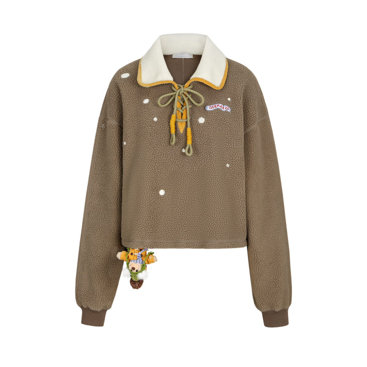 13DE MARZO Snow Bear Cross Tie Lapel Pullover Brown - 13DE MARZO