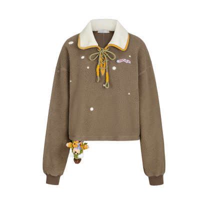 13DE MARZO Snow Bear Cross Tie Lapel Pullover Brown - 13DE MARZO