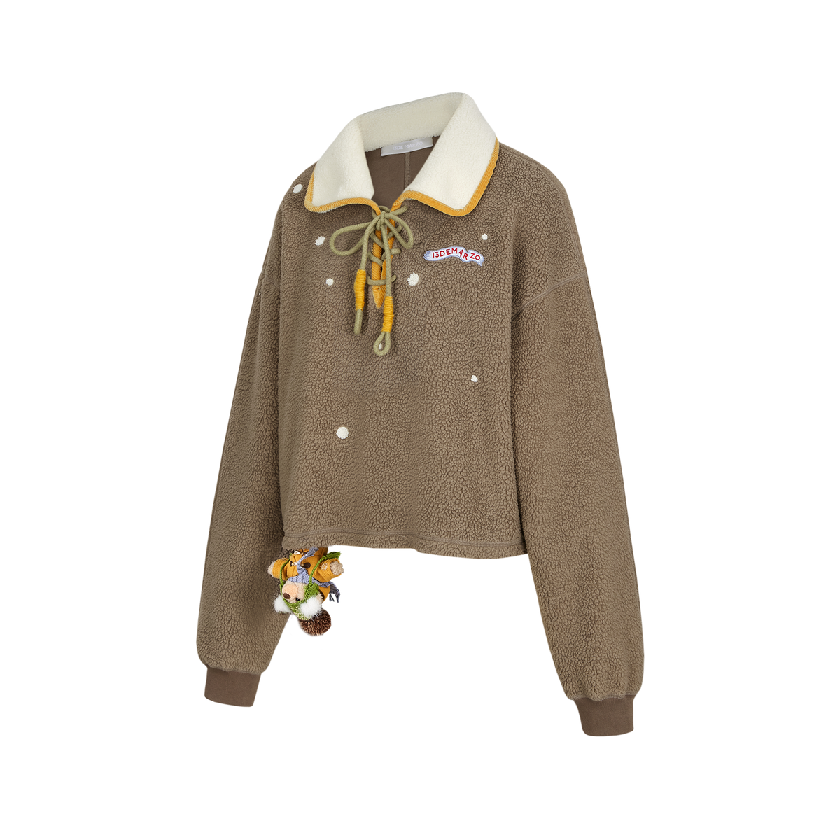 13DE MARZO Snow Bear Cross Tie Lapel Pullover Brown - 13DE MARZO