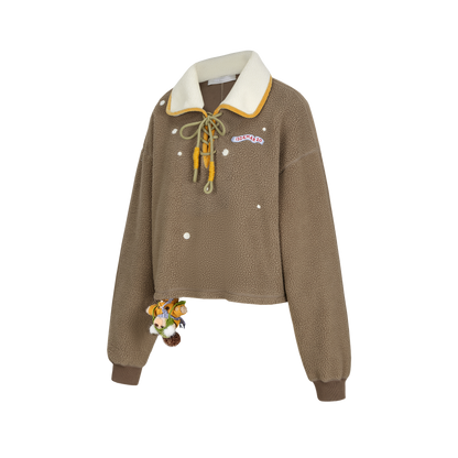 13DE MARZO Snow Bear Cross Tie Lapel Pullover Brown - 13DE MARZO