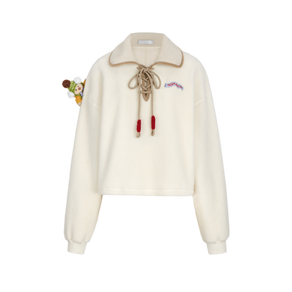 13DE MARZO Snow Bear Cross Tie Lapel Pullover Beige - 13DE MARZO