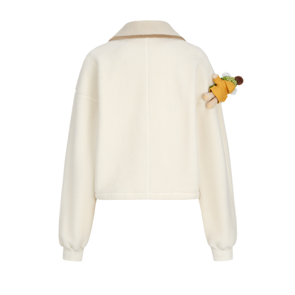 13DE MARZO Snow Bear Cross Tie Lapel Pullover Beige - 13DE MARZO
