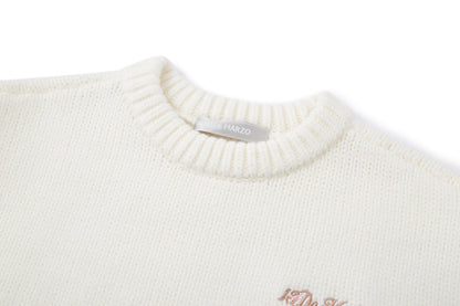 13DE MARZO Fair lsle Hooded Cape Pullover Sweater White