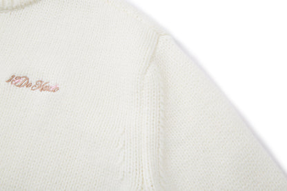 13DE MARZO Fair lsle Hooded Cape Pullover Sweater White