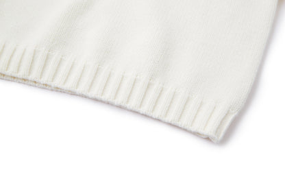 13DE MARZO Fair lsle Hooded Cape Pullover Sweater White
