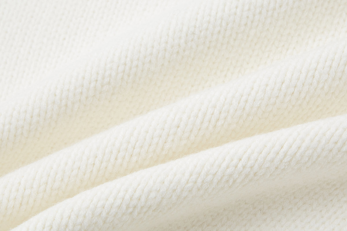 13DE MARZO Fair lsle Hooded Cape Pullover Sweater White