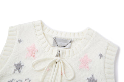 13DE MARZO Fair lsle Chunky Vest White