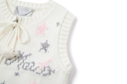 13DE MARZO Fair lsle Chunky Vest White