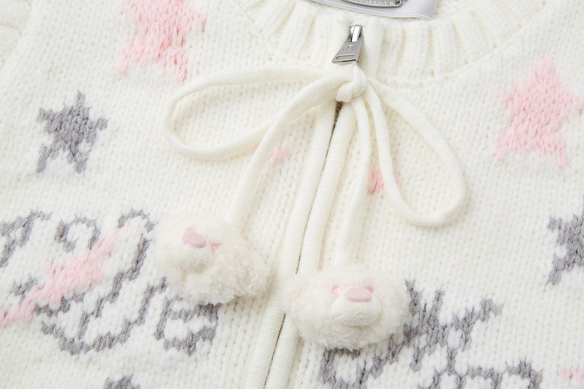 13DE MARZO Fair lsle Chunky Vest White
