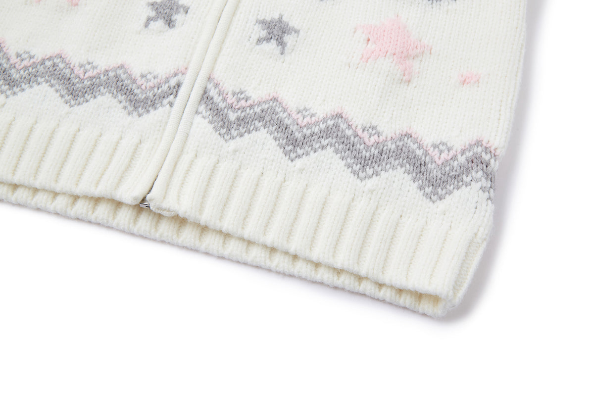 13DE MARZO Fair lsle Chunky Vest White