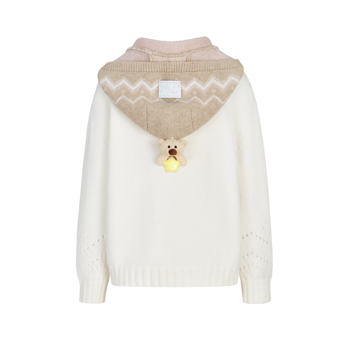 13DE MARZO Fair lsle Hooded Cape Pullover Sweater White