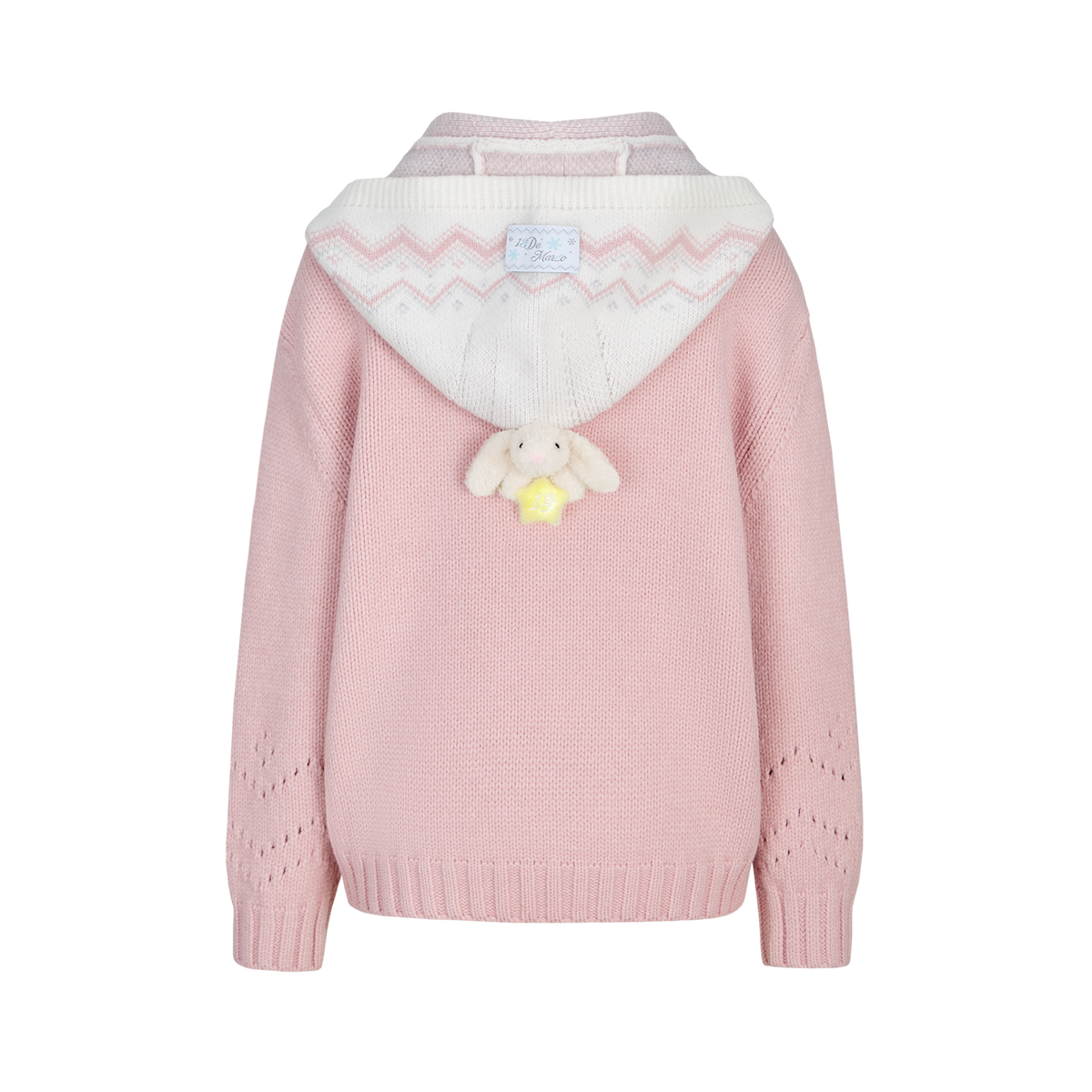 13DE MARZO Fair lsle Hooded Cape Pullover Sweater Pink