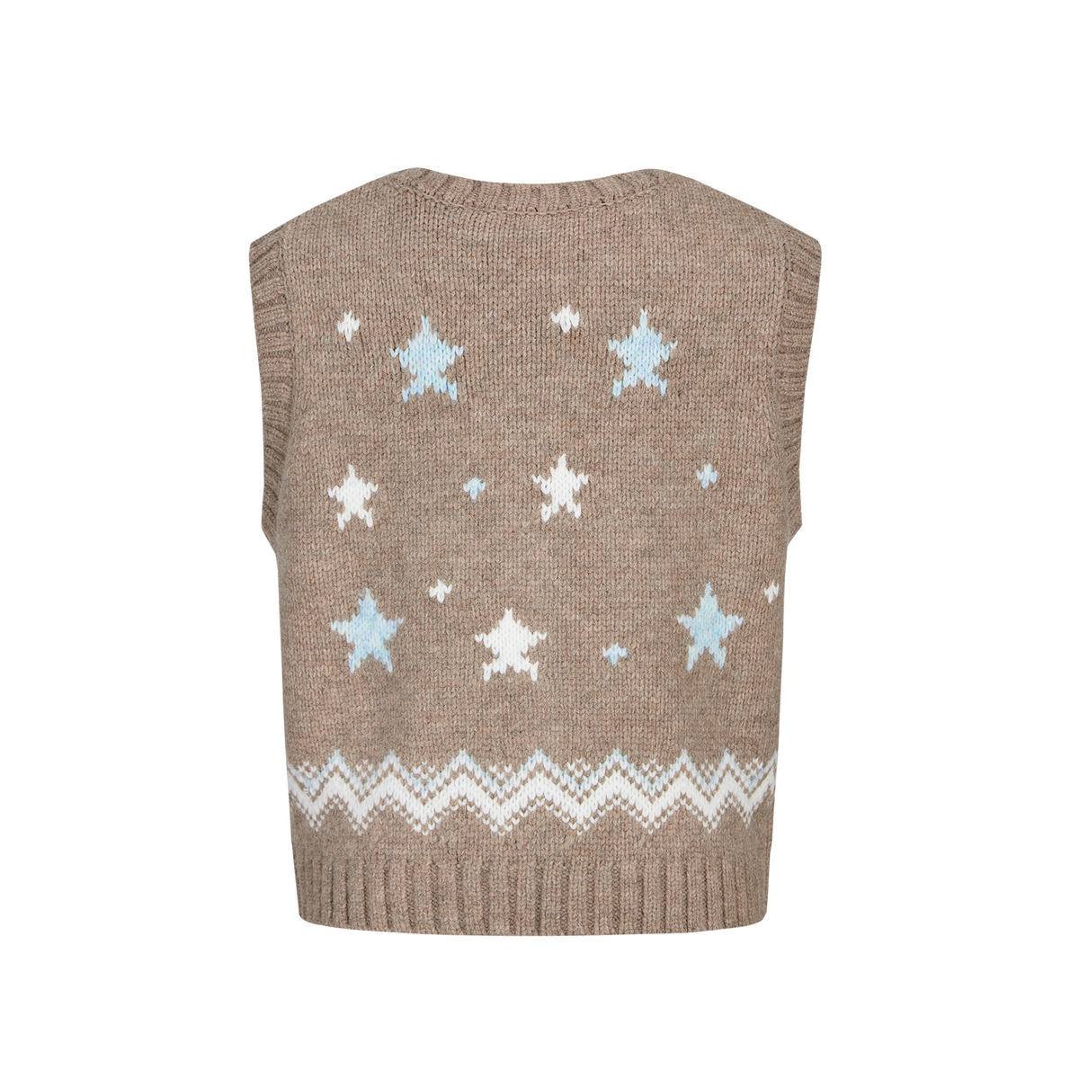 13DE MARZO Fair lsle Chunky Vest Khaki
