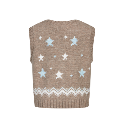 13DE MARZO Fair lsle Chunky Vest Khaki