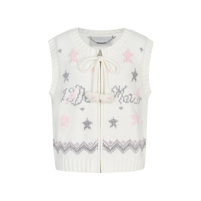 13DE MARZO Fair lsle Chunky Vest White