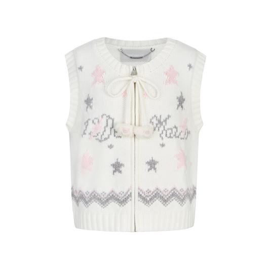 13DE MARZO Fair lsle Chunky Vest White - 13DE MARZO