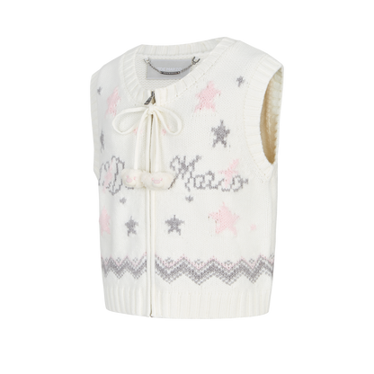 13DE MARZO Fair lsle Chunky Vest White