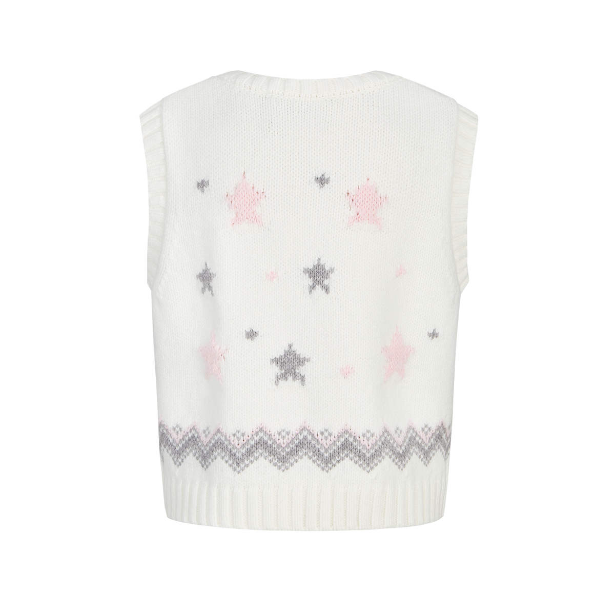 13DE MARZO Fair lsle Chunky Vest White