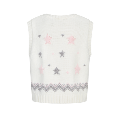 13DE MARZO Fair lsle Chunky Vest White
