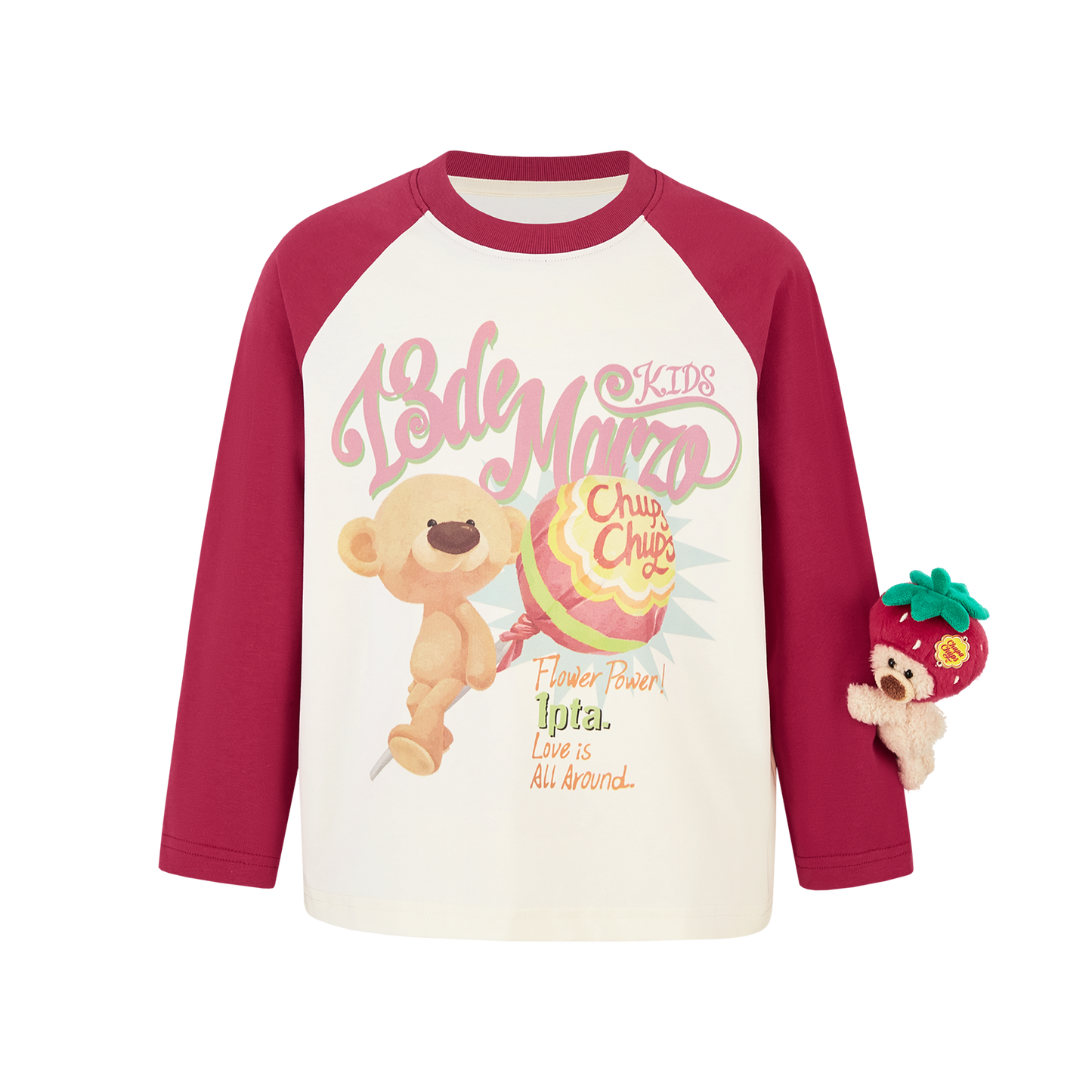 13DE MARZO BabyBear Lollipop Raglan Long Sleeve Red - 13DE MARZO