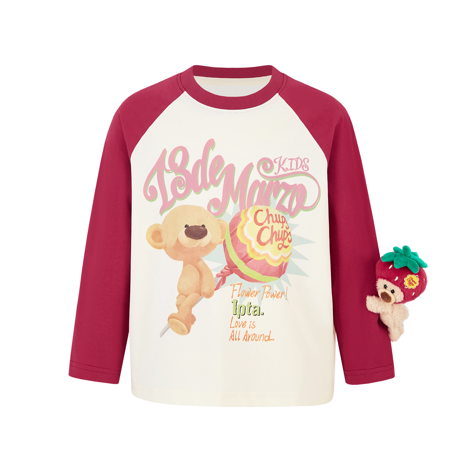 13DE MARZO BabyBear Lollipop Raglan Long Sleeve Red - 13DE MARZO