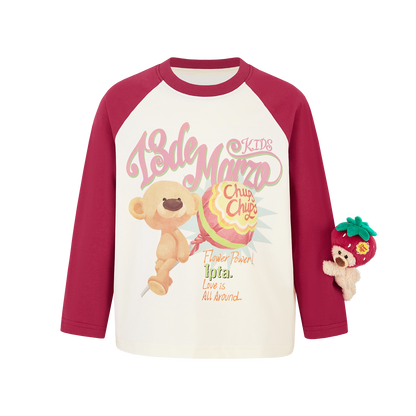 13DE MARZO BabyBear Lollipop Raglan Long Sleeve Red - 13DE MARZO