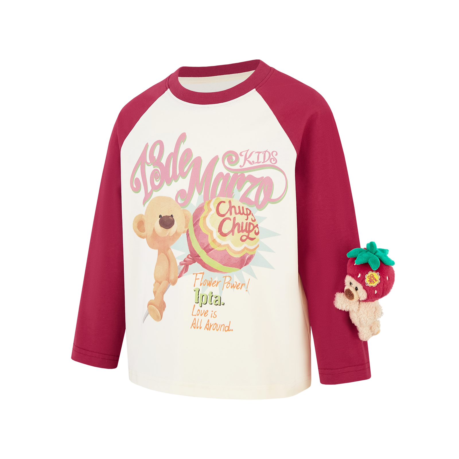 13DE MARZO BabyBear Lollipop Raglan Long Sleeve Red - 13DE MARZO