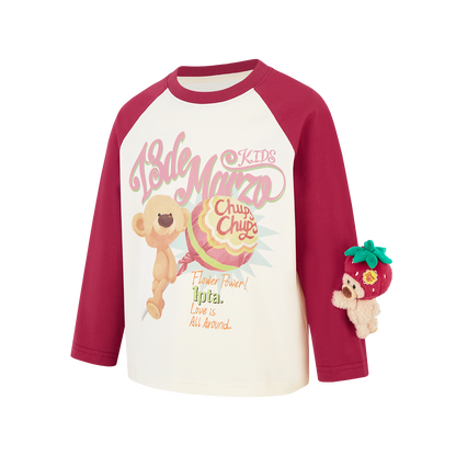 13DE MARZO BabyBear Lollipop Raglan Long Sleeve Red - 13DE MARZO