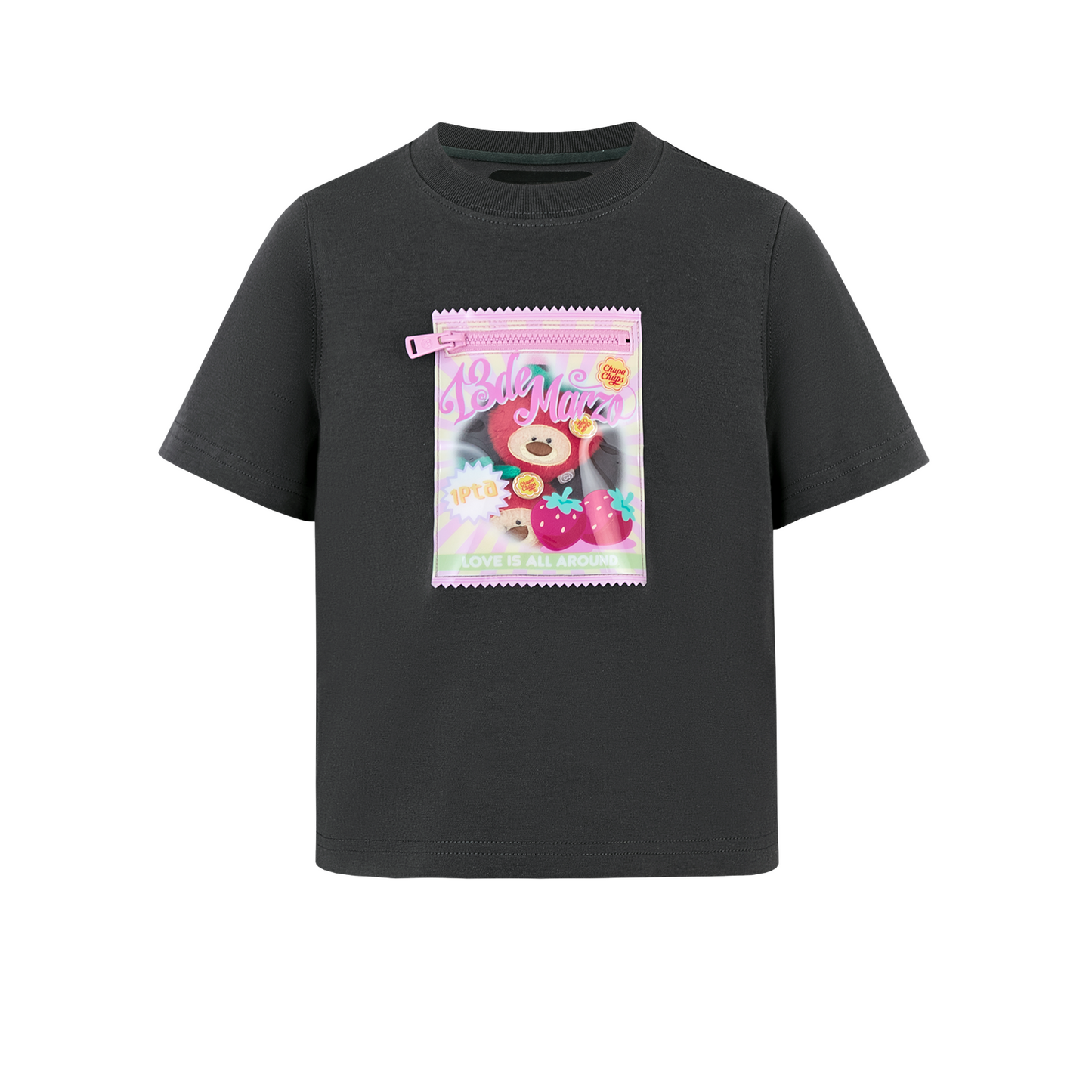 13DE MARZO BabyBear Candy Wrapper Print T-shirt Dark Gray - 13DE MARZO