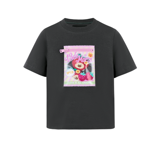 13DE MARZO BabyBear Candy Wrapper Print T-shirt Dark Gray - 13DE MARZO