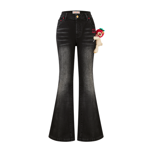 13DE MARZO Bear Slim-Fit Jeans Black - 13DE MARZO