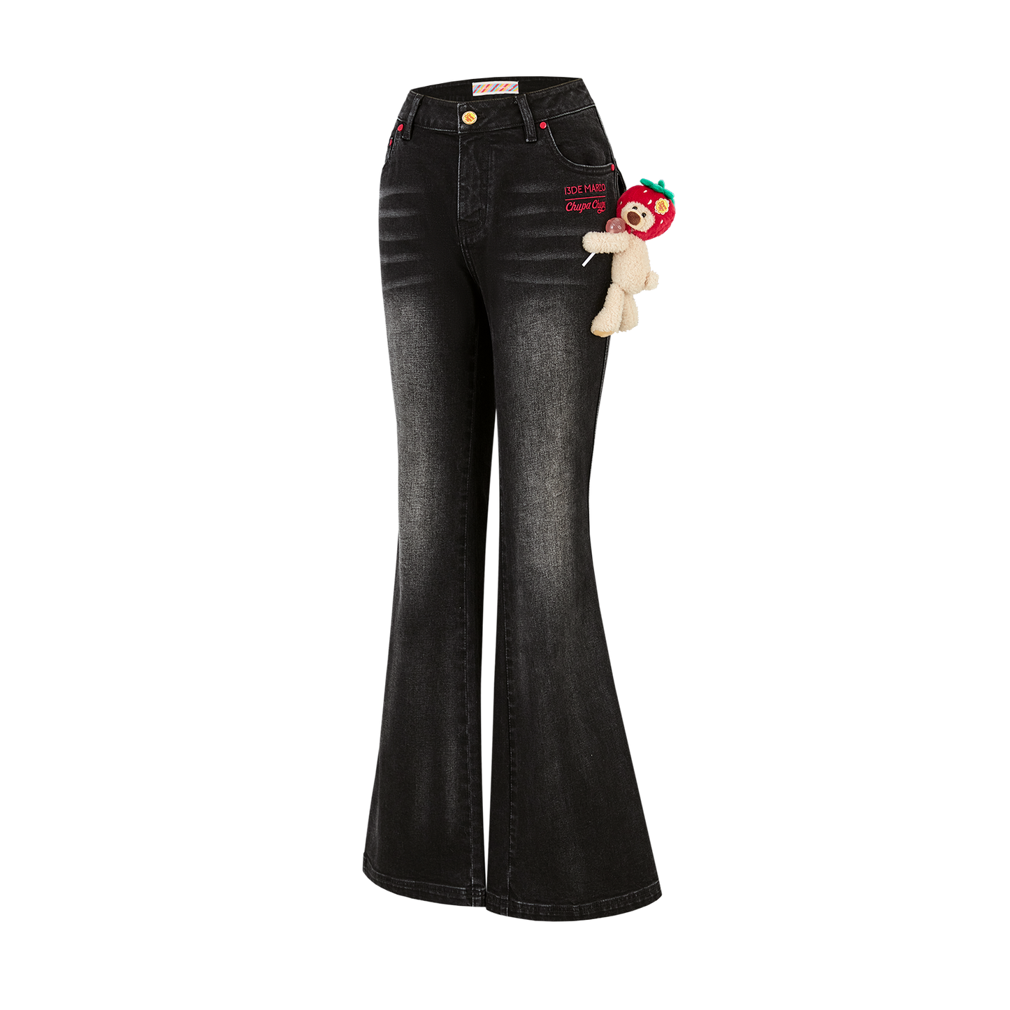 13DE MARZO Bear Slim-Fit Jeans Black - 13DE MARZO