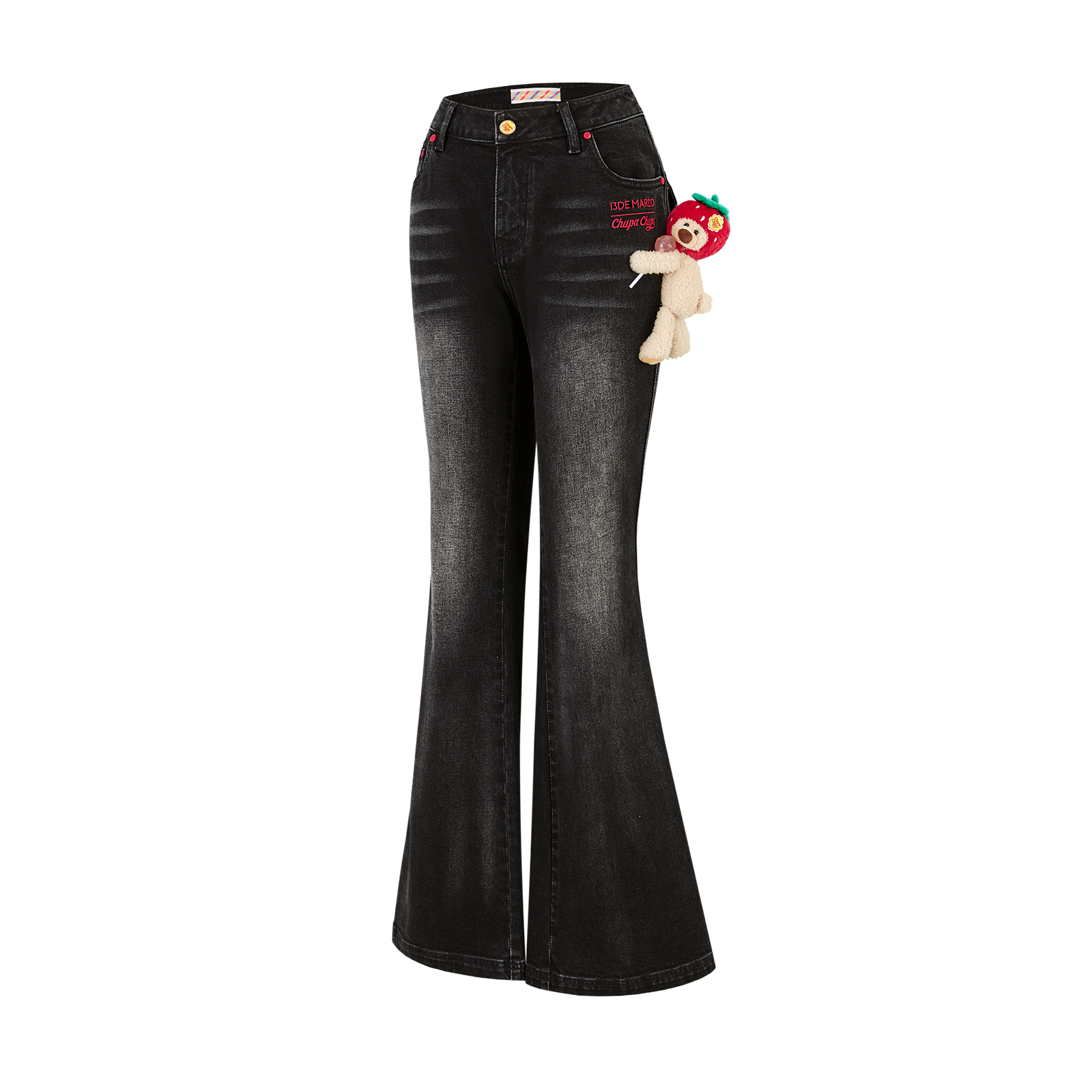 13DE MARZO Bear Slim-Fit Jeans Black - 13DE MARZO