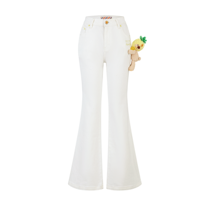 13DE MARZO Bear Slim-Fit Jeans White - 13DE MARZO