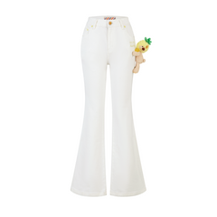 13DE MARZO Bear Slim-Fit Jeans White